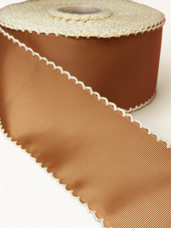 3 Yards 7.5cm-3inch Moonstich Golden Brown Grosgrain