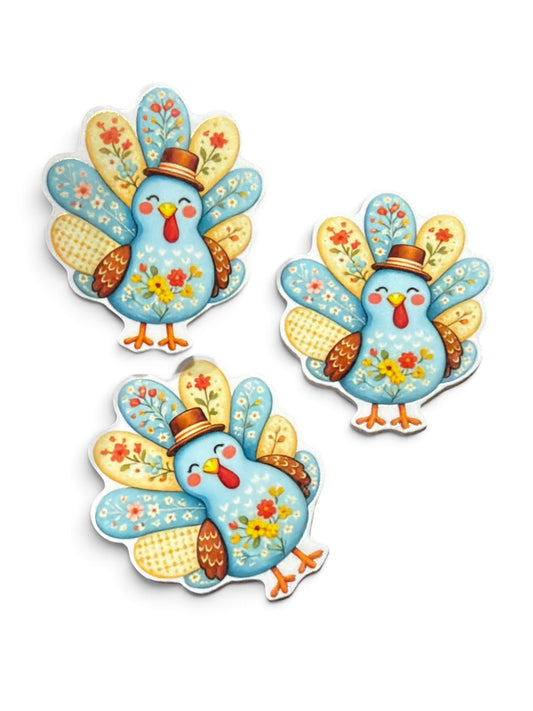 3 resins Flat Planar resins  Cute Turkey 5cm