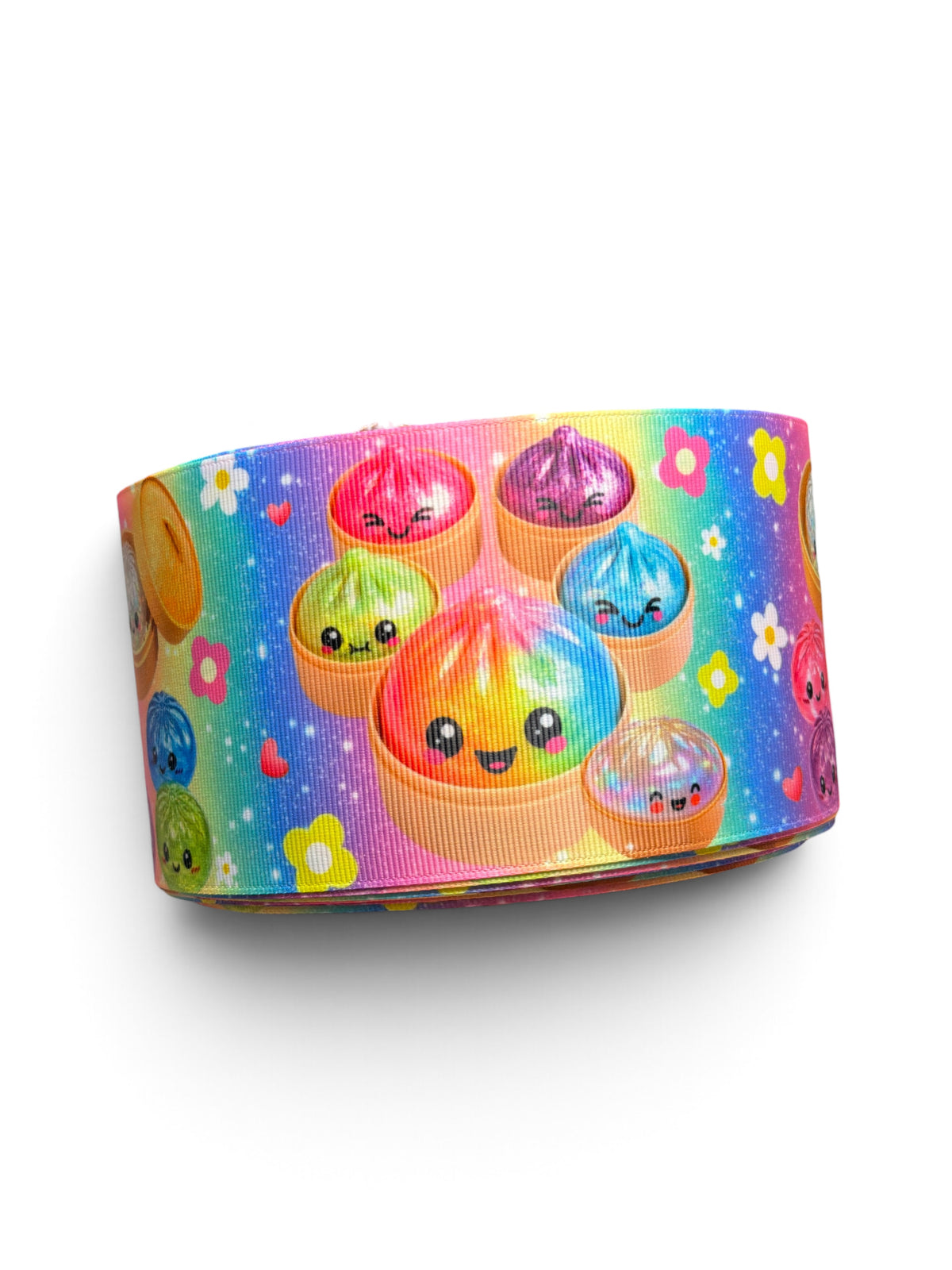 3 Yards 7.5cm m/3inch Neon Dumplings  Printed Grosgrain