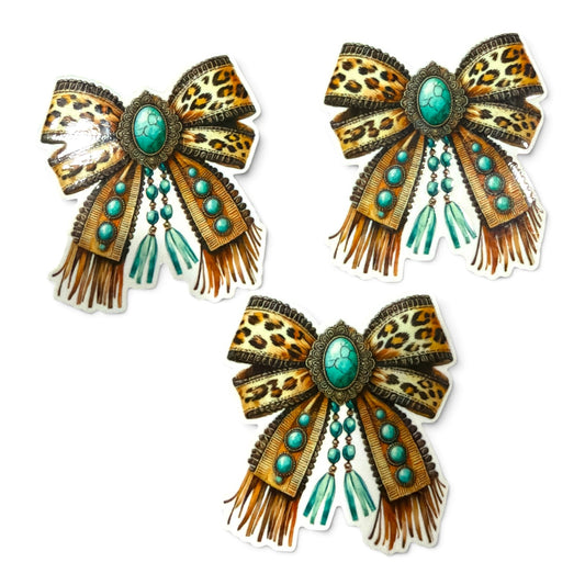 3 resins  Cowgirl Turquoise Bow 5cm CBY-04