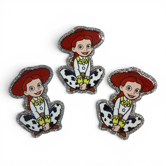 3 Glitter Resins Set Happy Cowgirl 5cm G-9