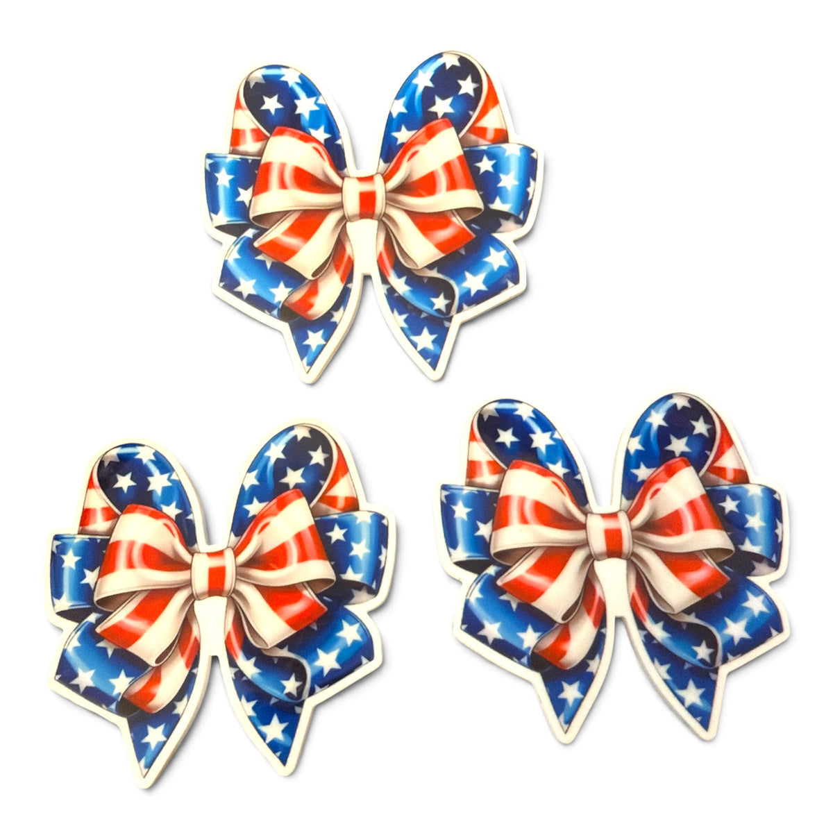 3 resins Flat Planar Patriotic Bow 5cm RES-188