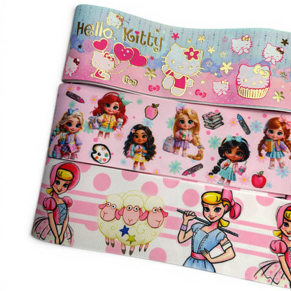 Bow Boutique Starter Box -22 yards Variety Ribbon 7.5cm/3inch +18 resins +1 crystal mesh strip + 5 DTF ready to press Transfers Pegatinas 7.5cm-3inchz