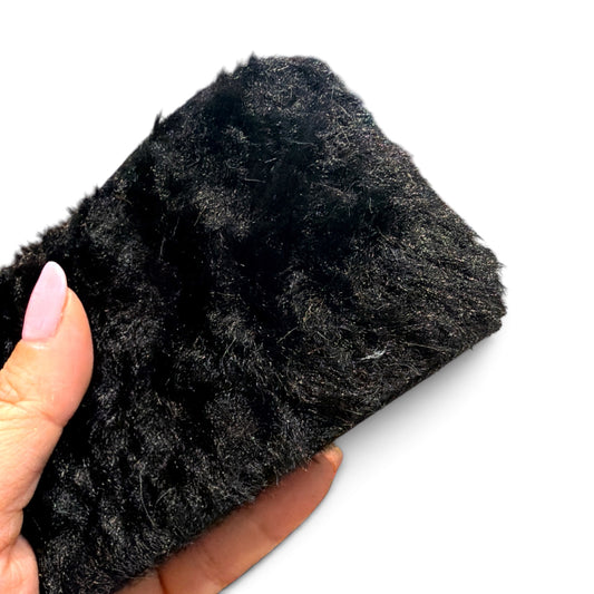 1 yard 7.5cm/3inch wide Plushie Fur Ribbon Black