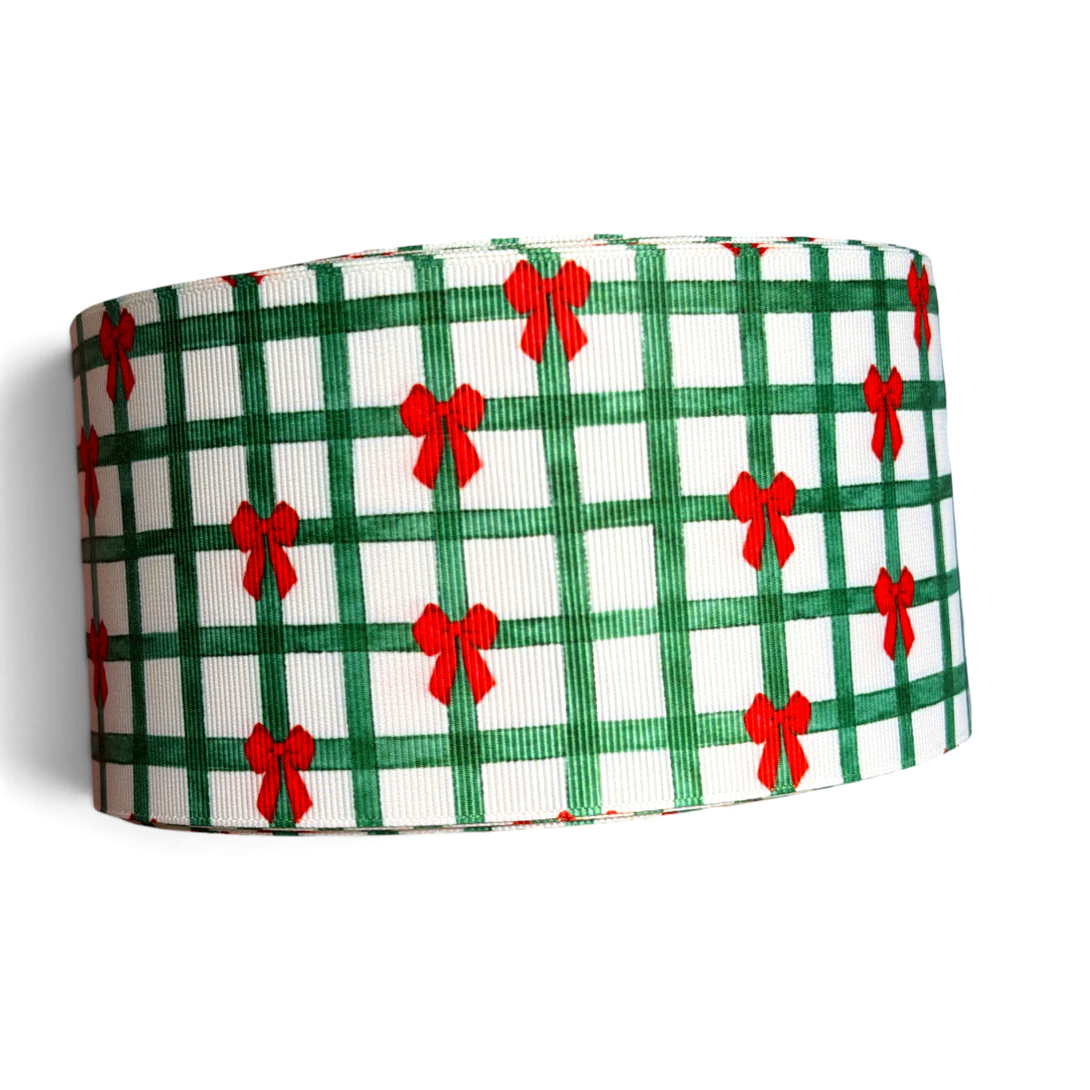 3 Yards 7.5cm-3inch Christmas Red Bows Printed Grosgrain