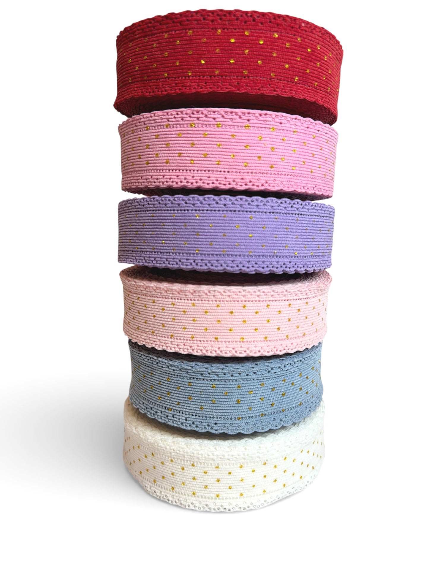 3.8cm 3 yards Gold Polka Dots Corduroy Ribbon