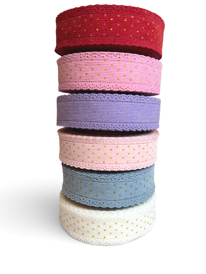 3.8cm 3 yards Gold Polka Dots Corduroy Ribbon