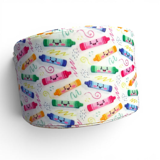 7.5cm/3inch Kinder Crayons Ribbon
