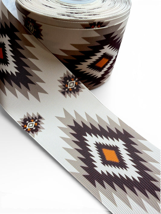 3 yards Brown Native Print Ribbon