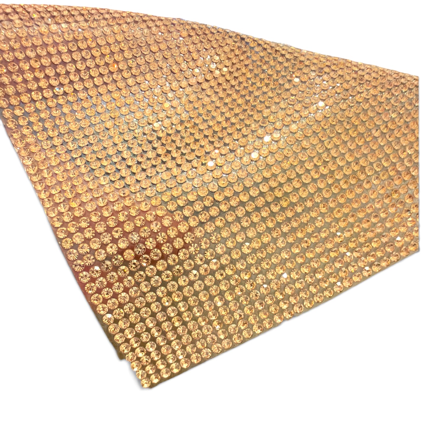 Light Golden Brown Crystal Mesh 1inch wide    15 inch long