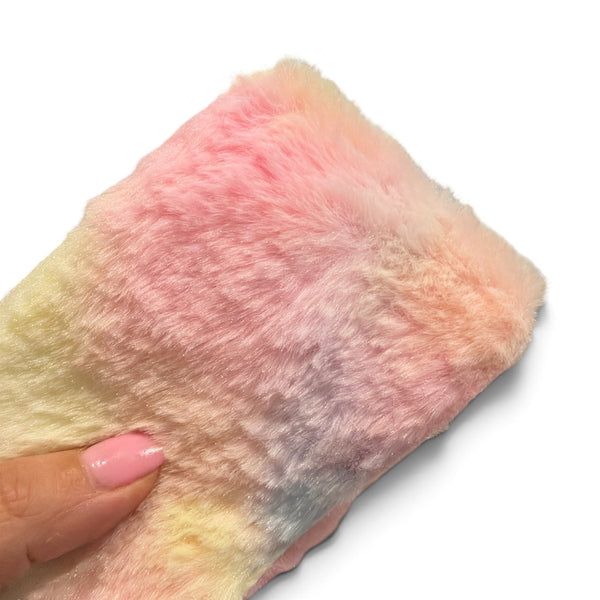1 yard 7.5cm/3inch wide Plushie Fur Ribbon Mix Pastels 2