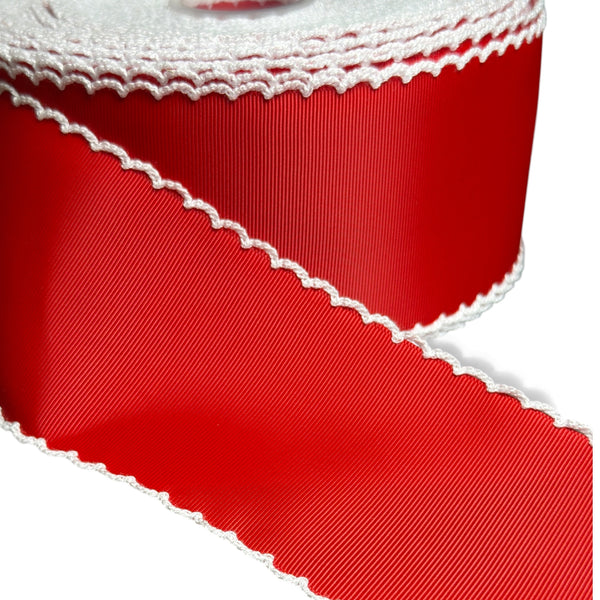 3 Yards 7.5cm-3inch  Moonstich Red  Grosgrain
