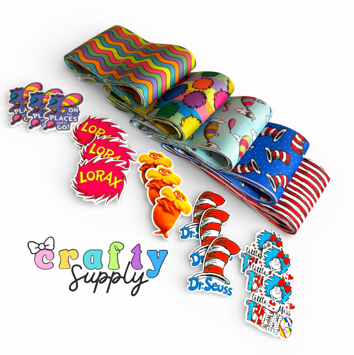 15 yards + 15 resins Dr Seuss Collection 7.5cm Ribbon