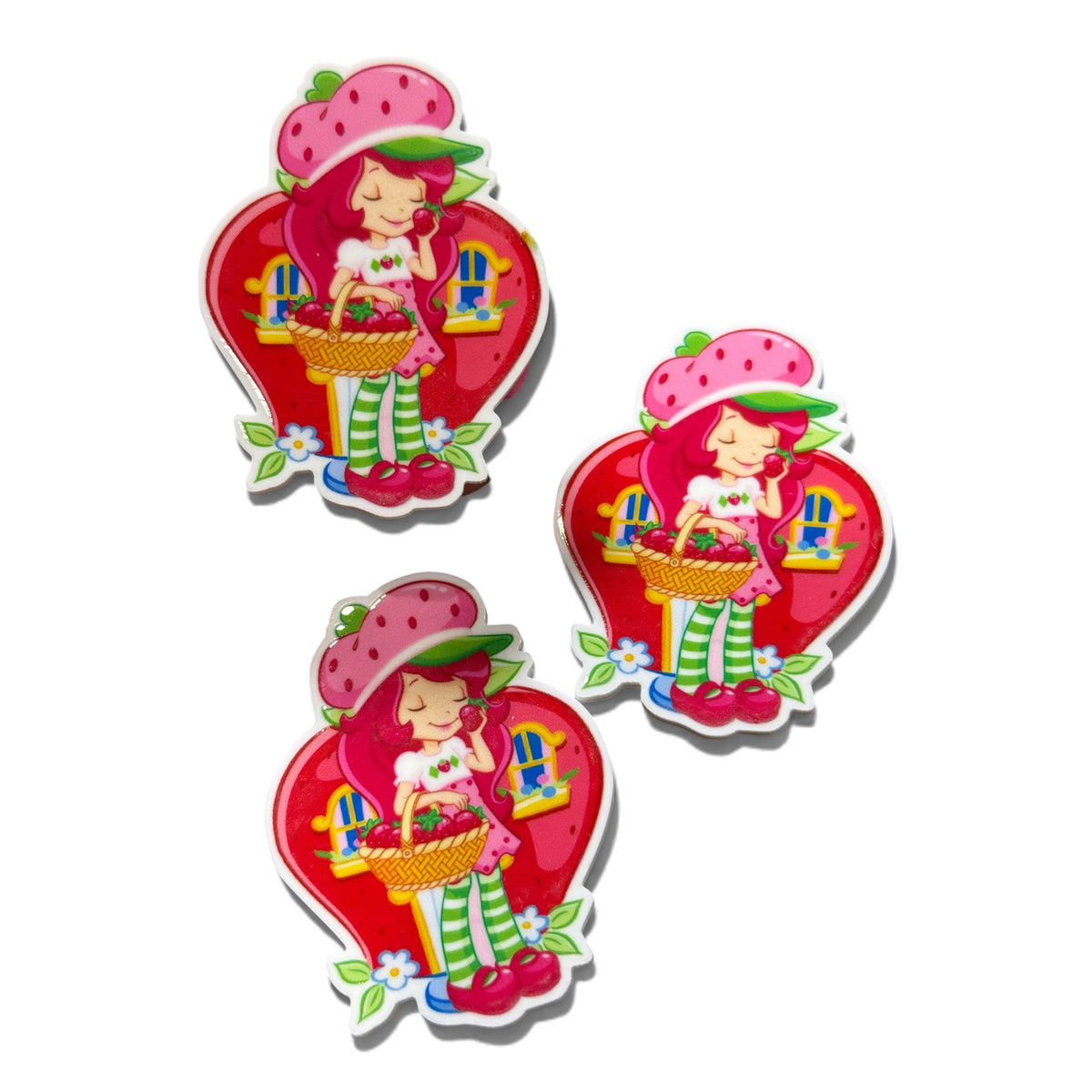 3 resins Flat Planar Fresita Heart Vintage  5cm RES