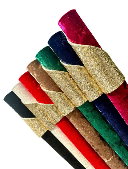 Juego de 7 rollos de terciopelo/purpurina reversibles de doble cara