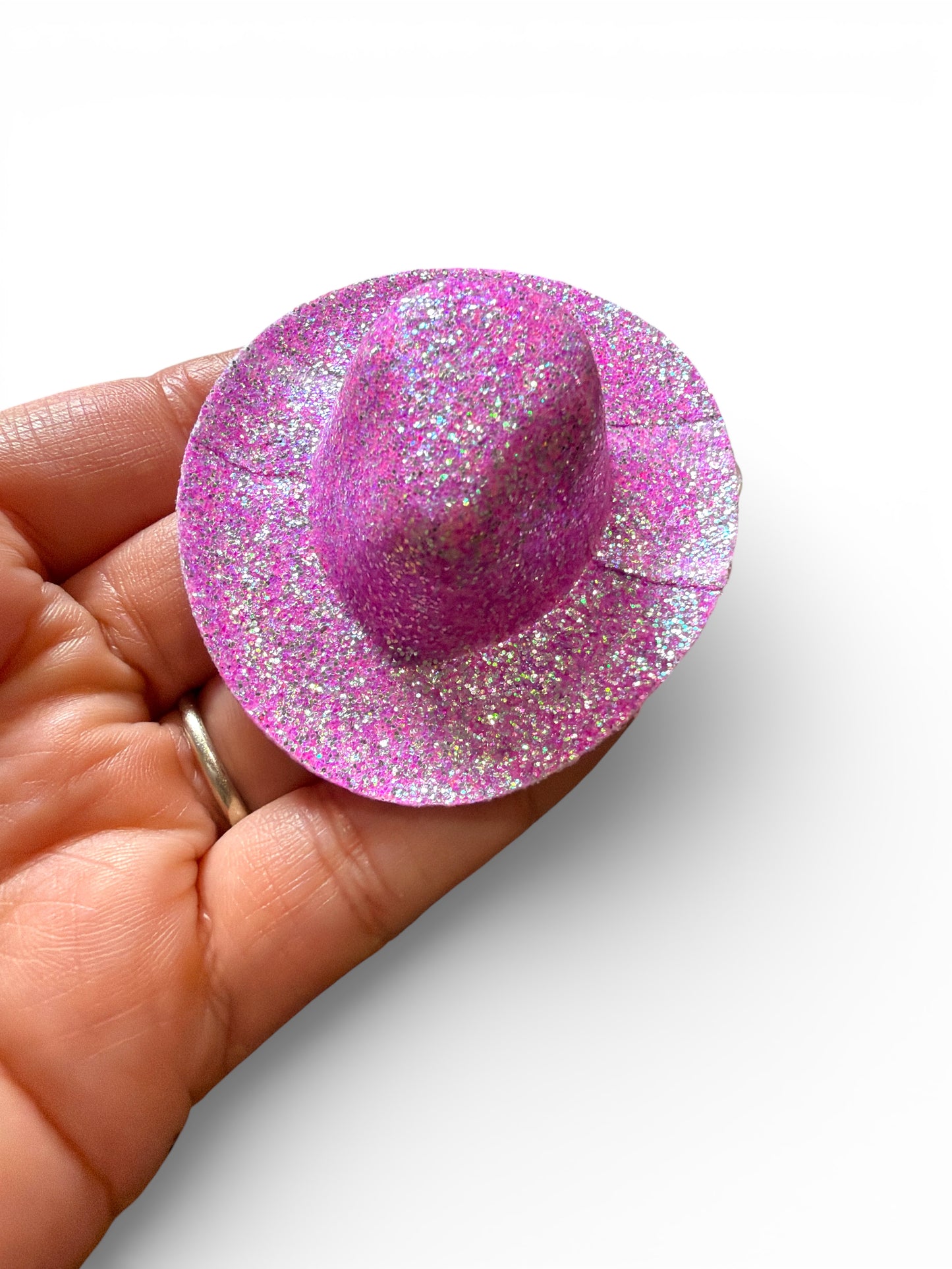Pair of Pink and Purple Glitter Hats