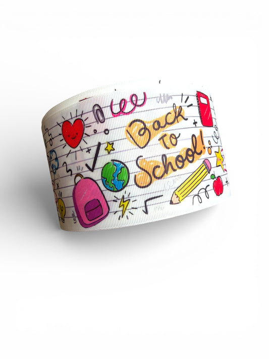 3 yards -7.5cm (3inch) Back to School Scribble Ribbon
