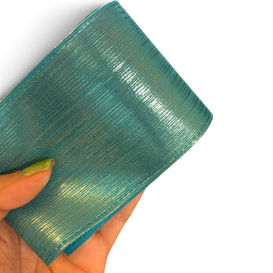1 yard 7.5cm/3in Teal Rain Metallic Fabric Ribbon RN3-34