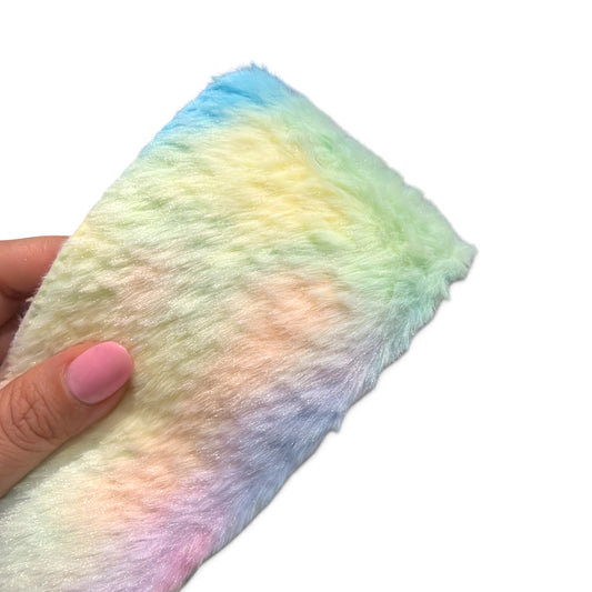 1 yard 7.5cm/3inch wide Plushie Fur Ribbon Mix Pastels 1
