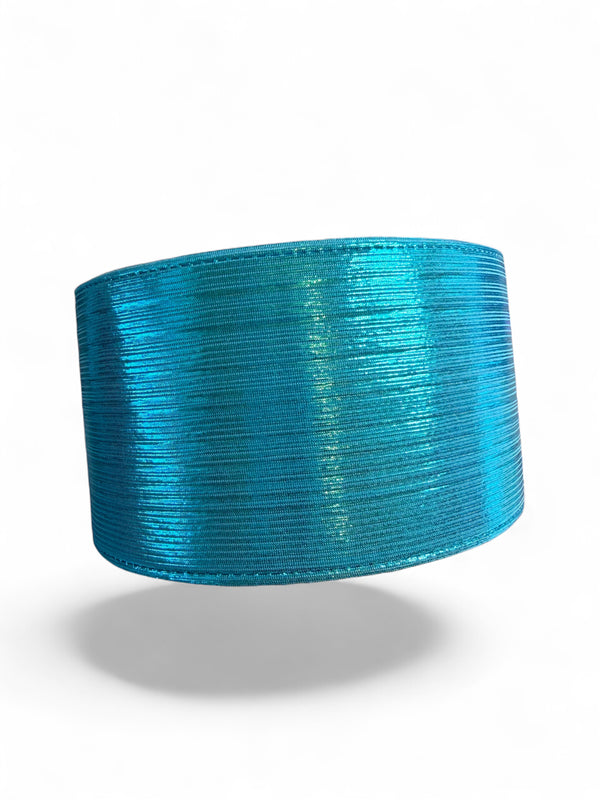 Blue Metallic Fabric Ribbon