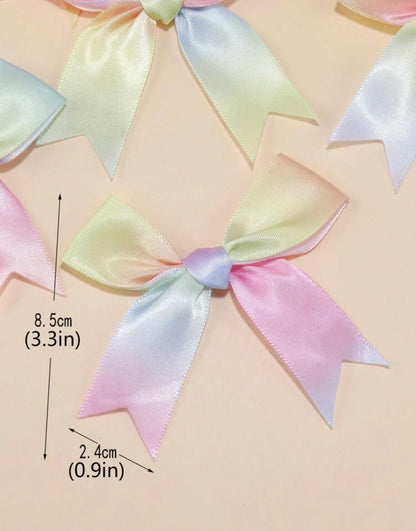 Rainbow  Silk Pre-made Bow 6pcs