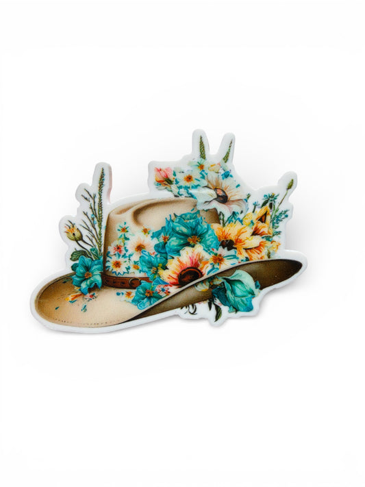 3 resins 5cm Set Hat Turquoise Flowers