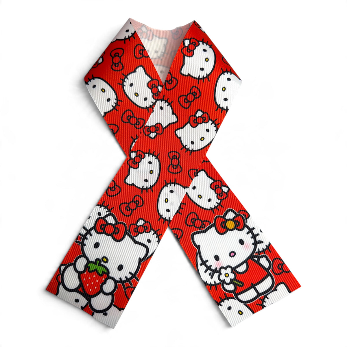 3 Strips 7.5cm /3in wide.  Strawberry Kitty 31 inchs Ribbon Printed Grosgrain SKU PRNT03