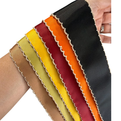 6 Yards-5cm/2inch Warm Fall Colors Grosgrain Moonstich 1 Yard of Each Color