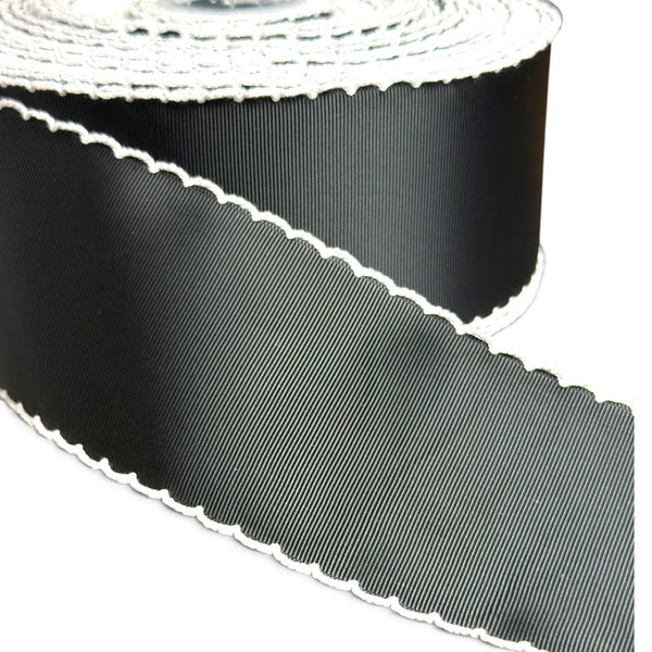 3 Yards 7.5cm-3inch  Moonstich Black Grosgrain
