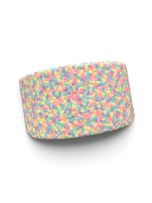 Sequin Ribbon  7.5 cm  GOLD Colorful Mix