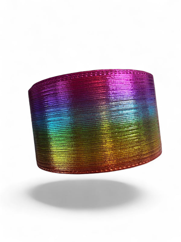 Burgundy Rainbow Soft Fabric Metallic Ribbon 1 yard