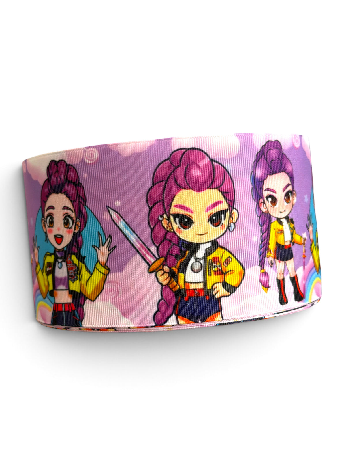 3 Yards 7.5cm m/3inch  Purple Warrior Printed Grosgrain