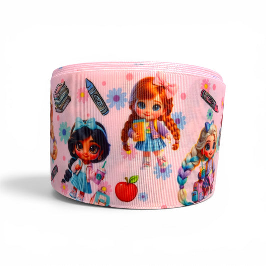 3 Yards  School Princesses 7.5cm /3inch Ribbon Printed Grosgrain