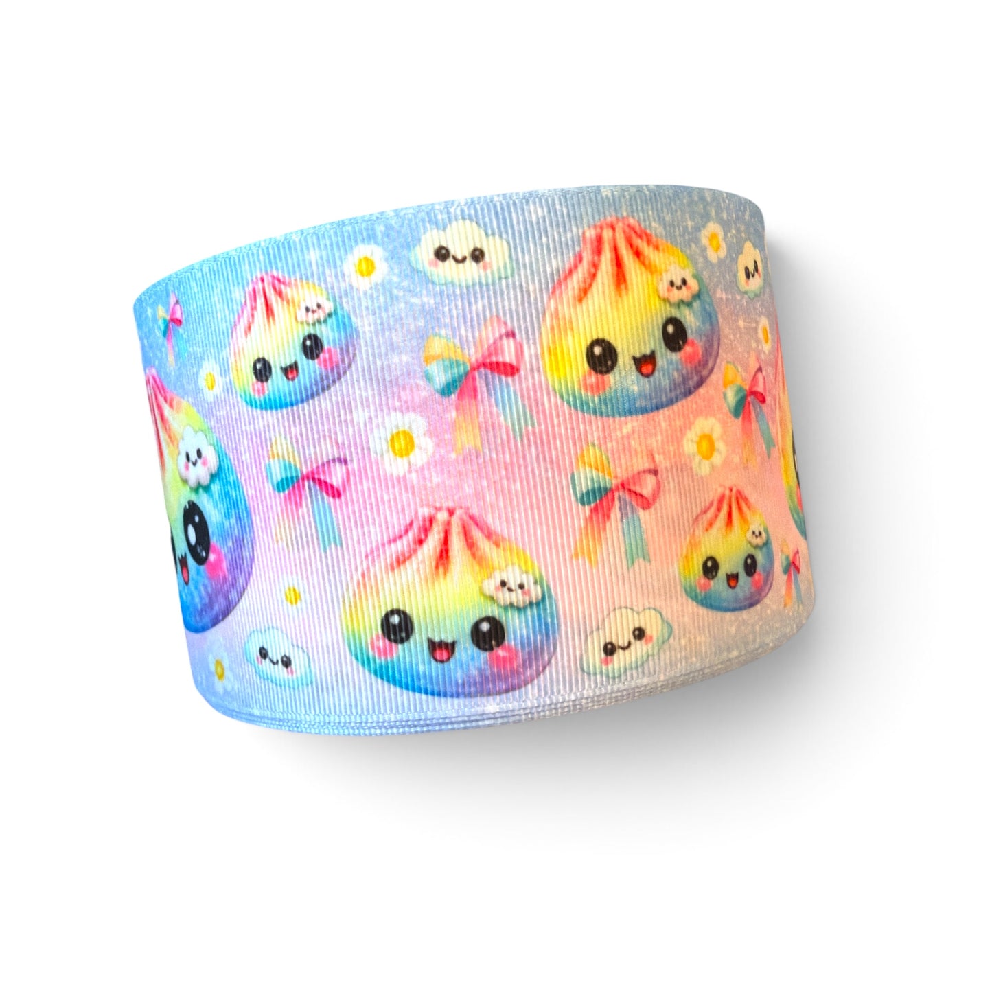 3 Yards 7.5cm /3inch Tiny Bows Dumplings Ribbon Printed Grosgrain
