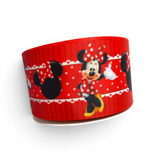 3 Yards Happy Minnie Classic Red  7.5cm /3inch Ribbon Printed Grosgrain