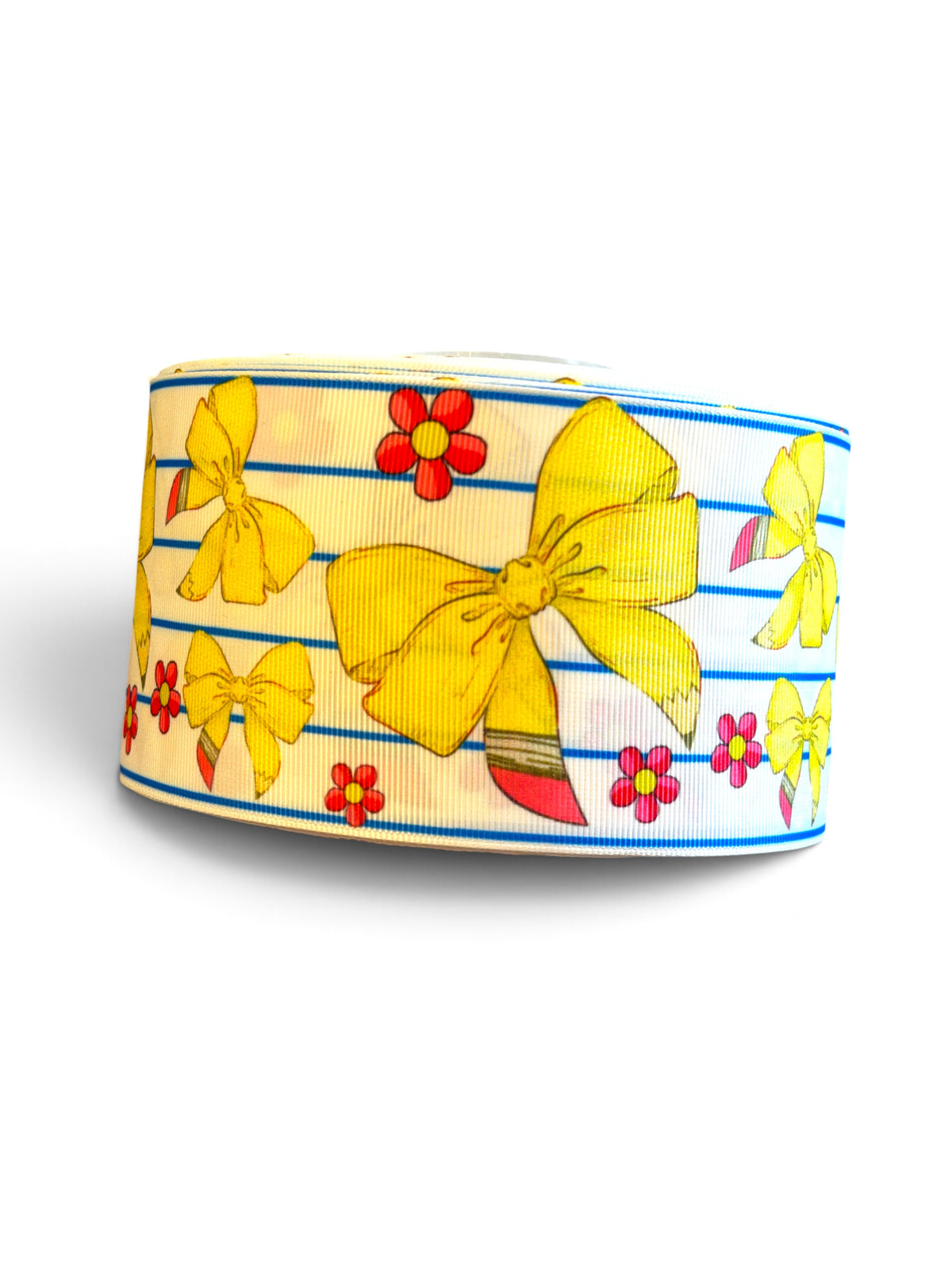 3 Yards 7.5cm /3in Red Daisies Notebook  pencil Coquette Printed Grosgrain SKU