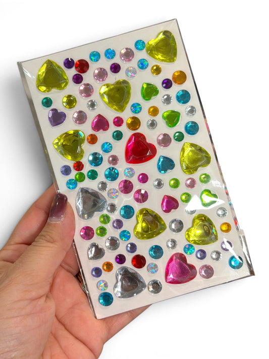 Stencil Heart Hard Plastic Rhinestone With Self Adhesive