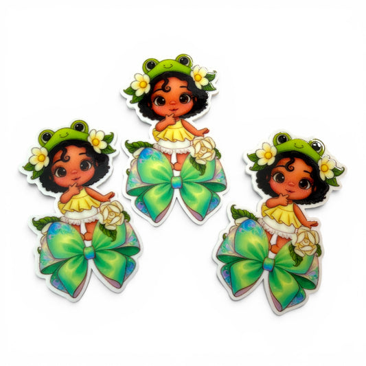 3 Resins 5cm Epoxy Finish -Frog Princess Magic Bow PRN-04