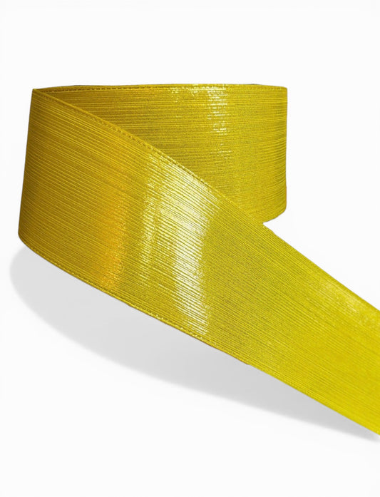 Yellow  Metallic Fabric Ribbon