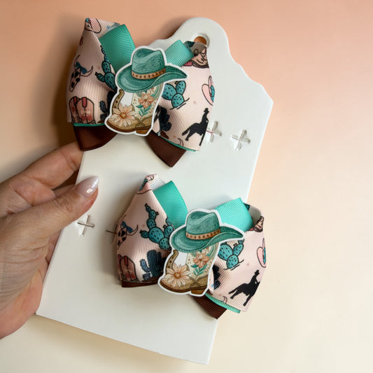 Set of 2 Bows Aqua Boots and Hat