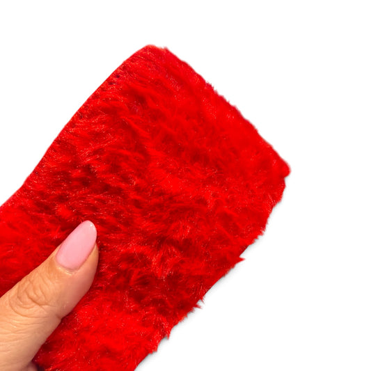 1 yard 7.5cm/3inch wide Plushie Fur Ribbon Red