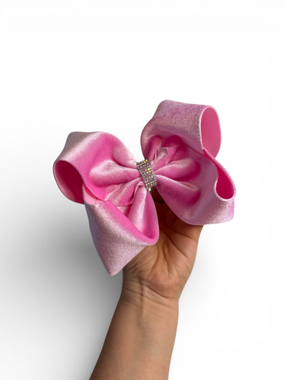 $7- Boutique Hair Bow Pink Velvet