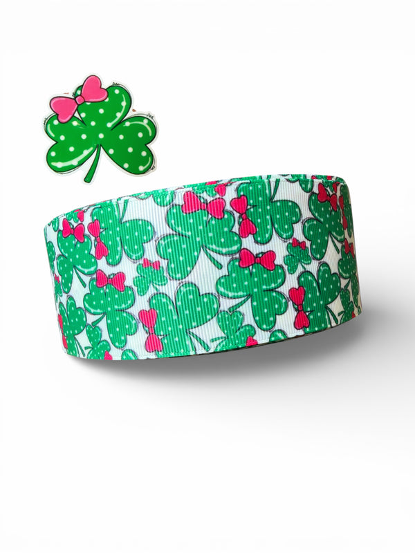 3 yards & 3 Resins Set Lucky Pink Bow