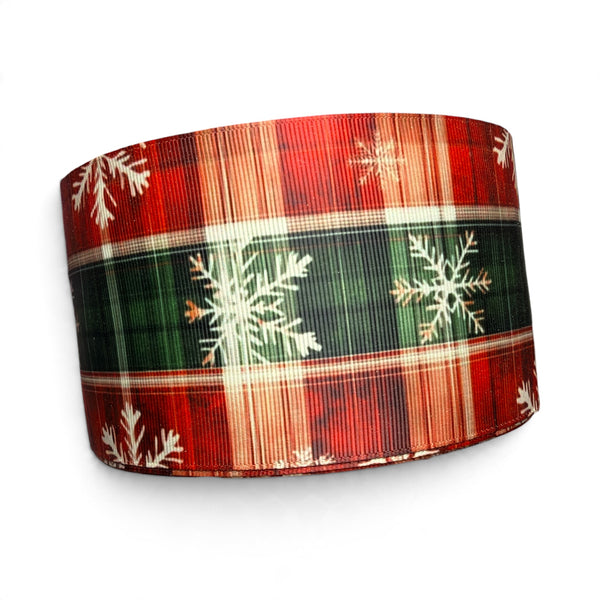 3 Yards 7.5cm-3inch Christmas Snowflake  Printed Grosgrain