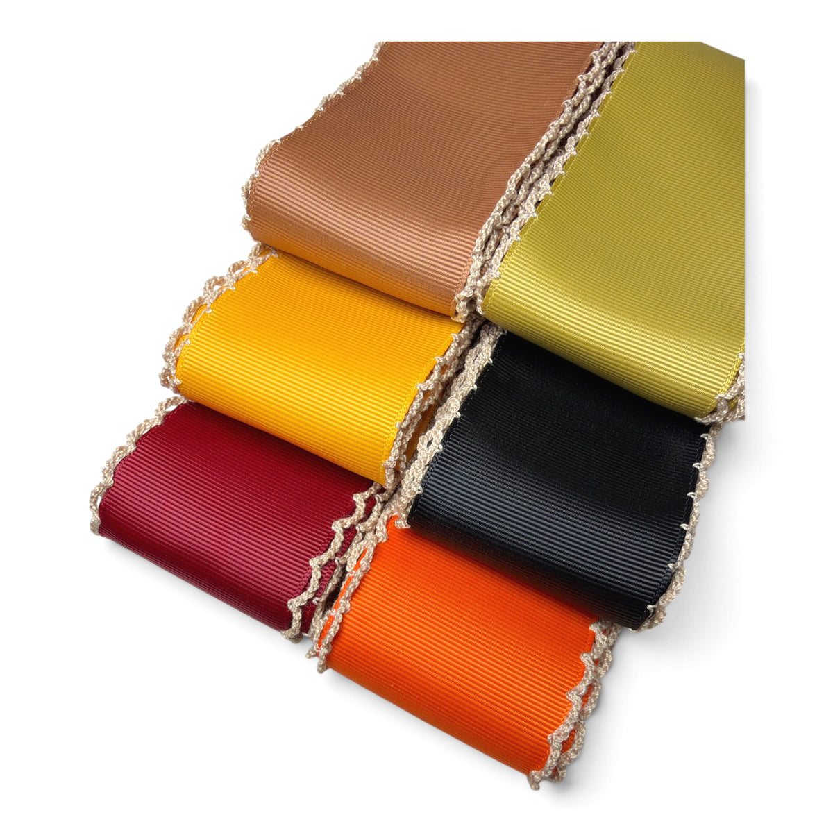 6 Yards-5cm/2inch Warm Fall Colors Grosgrain Moonstich 1 Yard of Each Color