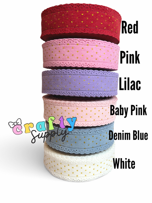 3.8cm 3 yards Gold Polka Dots Corduroy Ribbon