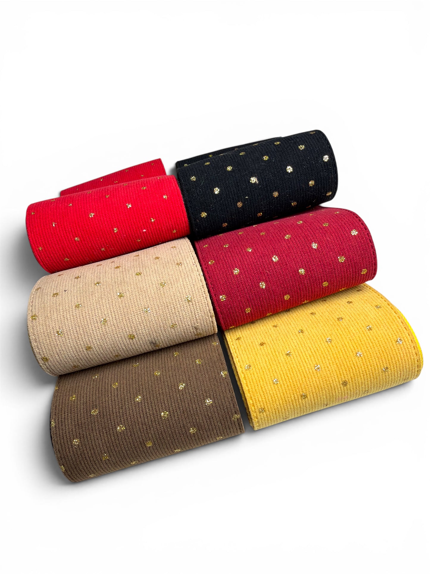 6 yards Set Corduroy Gold Glitter Polka Dots Pastels