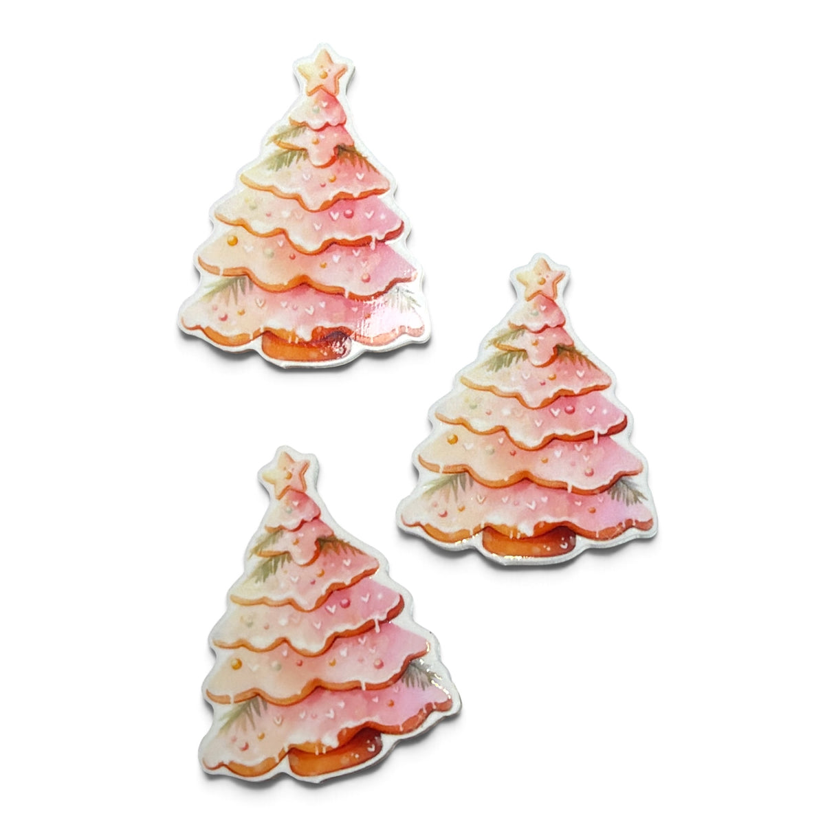3 resins Flat Planar Pink Christmas Tree resin5cm