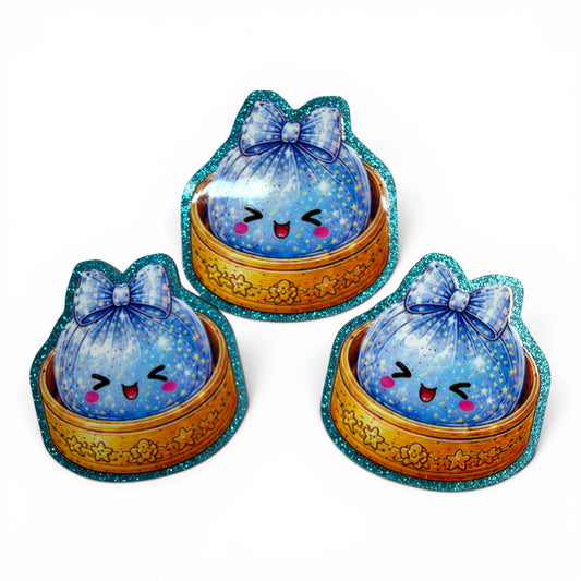 3 Glitter Resins Blue  Dumpling 5cm G-4