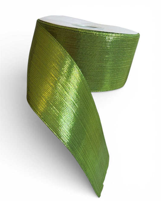 Apple Green  Metallic Fabric Ribbon